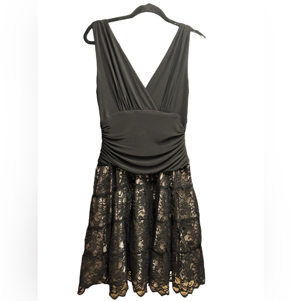 SL Fashions black lace midi dress size 12